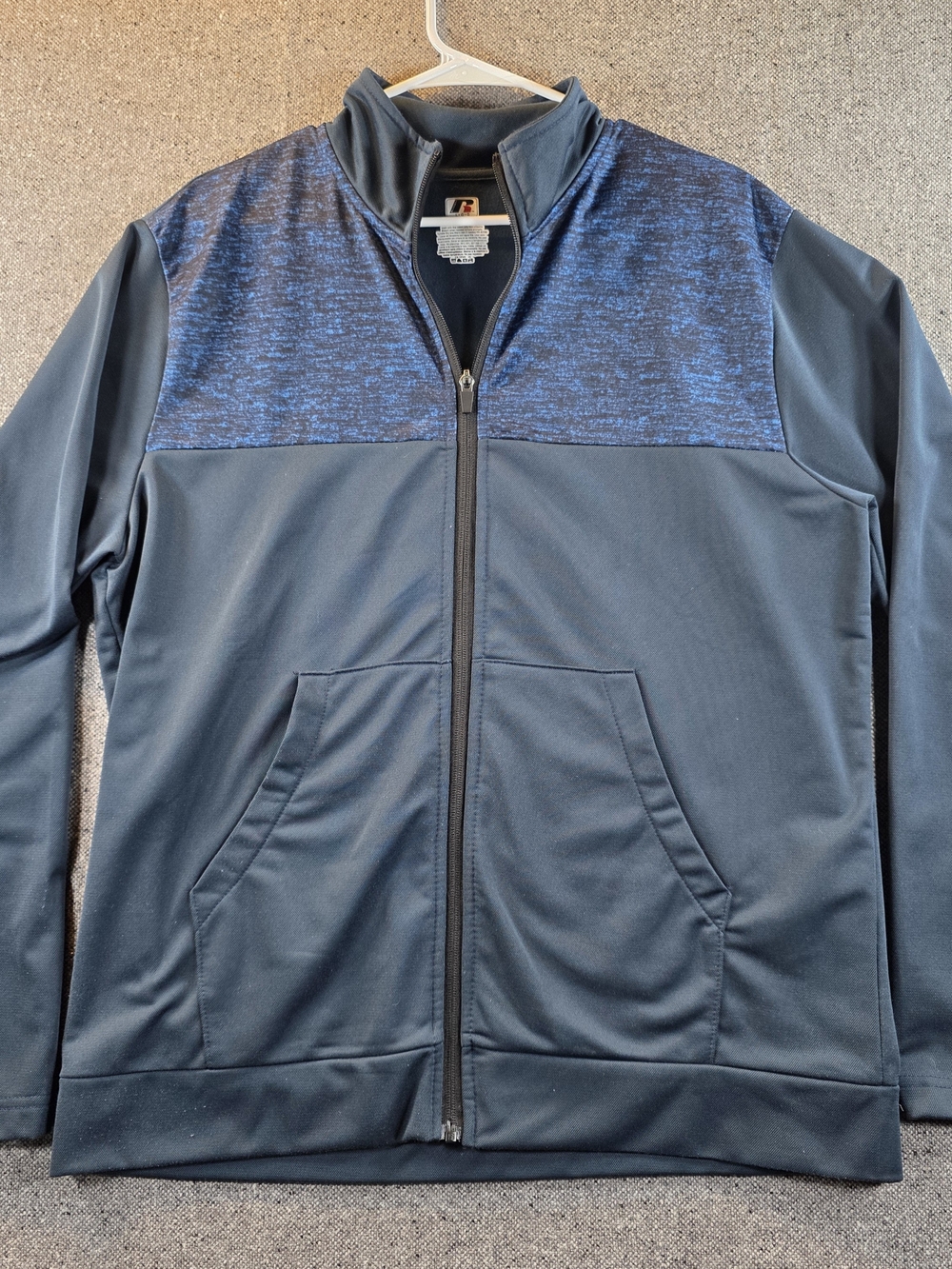 Russell Athletic Men's Large Blue Full Zip Track Jacket Polyester Athletic